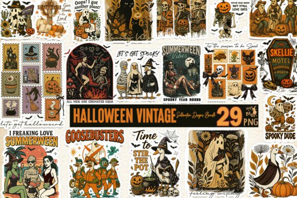 Halloween Vintage Sublimation Graphics Bundle