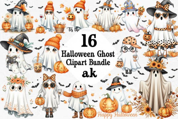 Retro Halloween Ghost Art Collection