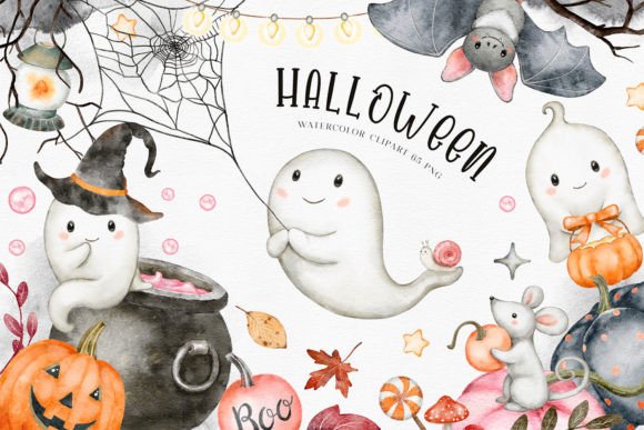 Spooky Watercolor Clipart Collection
