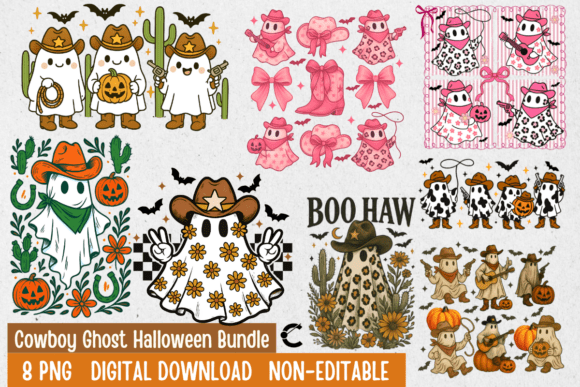 Cowboy Ghost Halloween Graphics Bundle