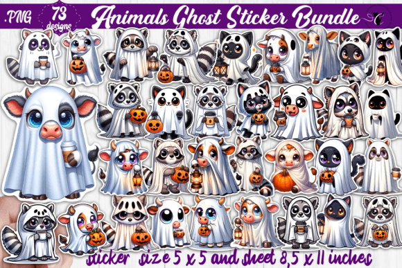 Halloween Animal Ghost Sticker Set