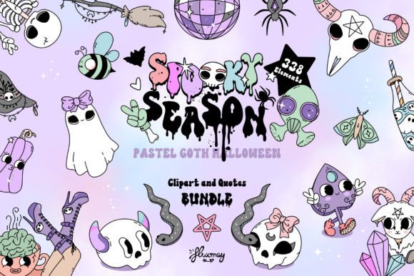 Pastel Goth Halloween Clipart Collection