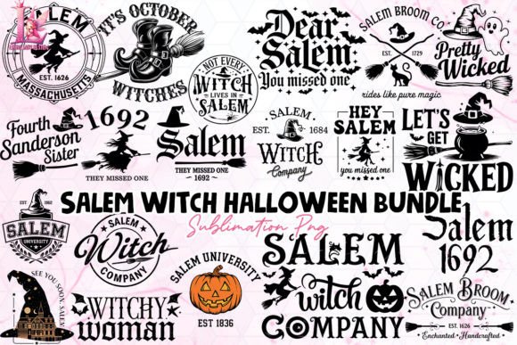 Salem Witch Halloween Clipart Bundle