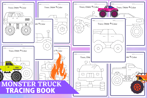 Monster Truck Tracing Worksheet Collection