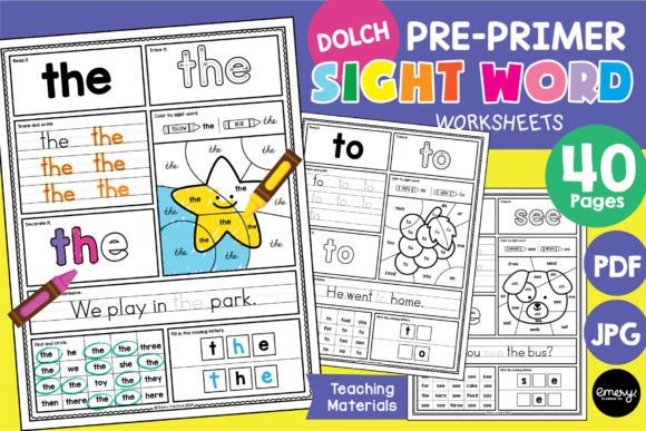 Preschool Dolch Sight Words Activity Pack