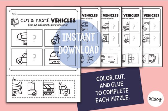 Vehicle Cut-and-Paste Activity Sheets
