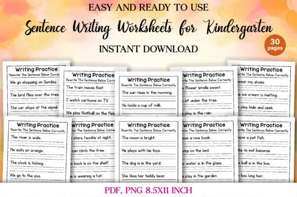 Fun Sentence Writing Practice & Tracing Prompts