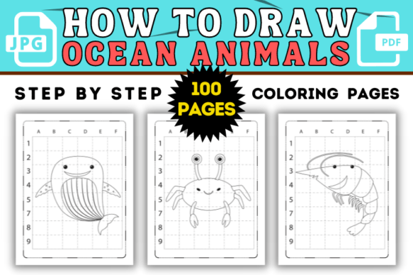 Ocean Animals Drawing & Coloring Workbook