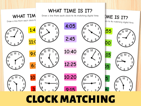 Clock Matching Time Practice Worksheets