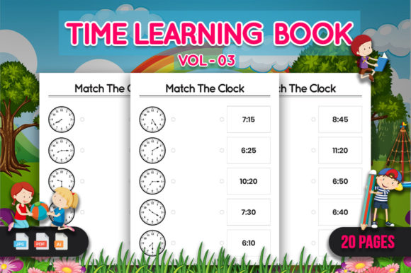 Match-the-Clock Worksheets: Time Practice Workbook