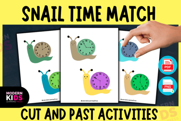 Snail Time Match Cut & Paste Time Activities