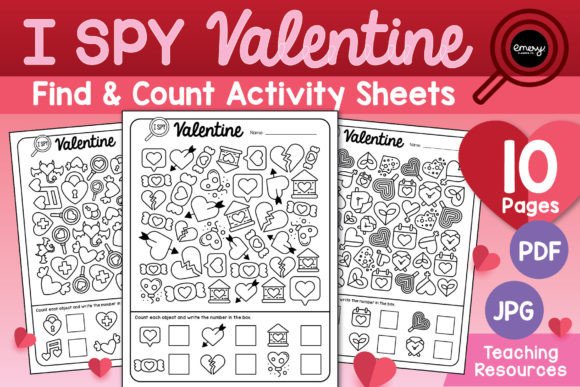 Valentine I Spy Find, Count & Color