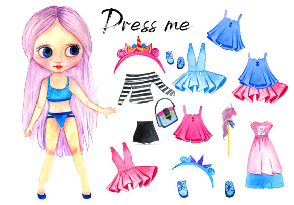 Pink Paper Doll with Interchangeable Outfits
