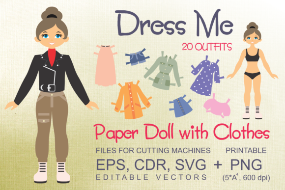 Girl Paper Doll Paper-Cut Template Set