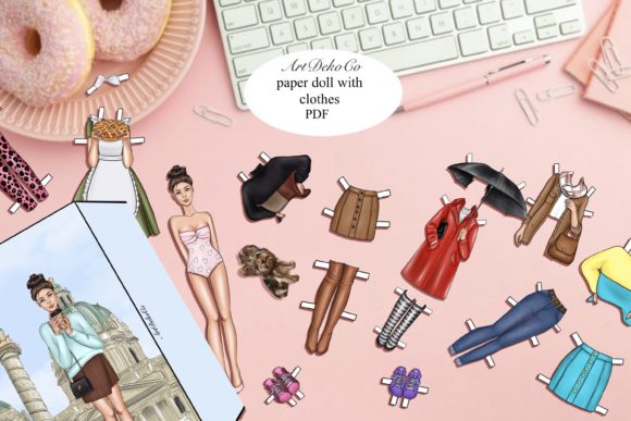 Printable Paper Doll Kit with Clothes and Storage Pocket