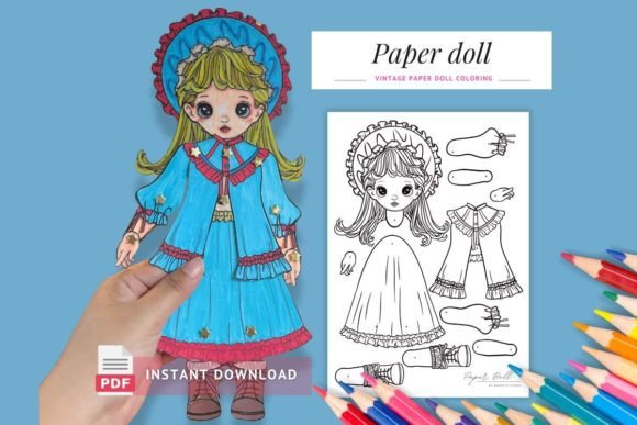 Vintage 1880s Paper Doll Coloring Pages