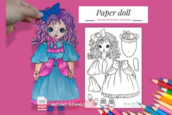 Vintage 1880s Paper Doll Coloring Pages