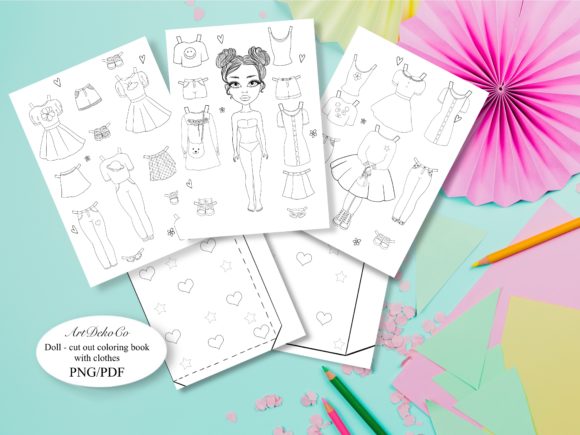 Paper Doll Coloring Set with Storage Pocket