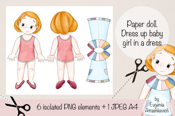 Watercolor Paper Doll Baby Girl Dress-Up Set