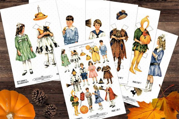 Vintage Betty Bonnet Halloween Paper Dolls