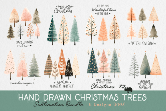 Hand-Drawn Christmas Tree Design Set