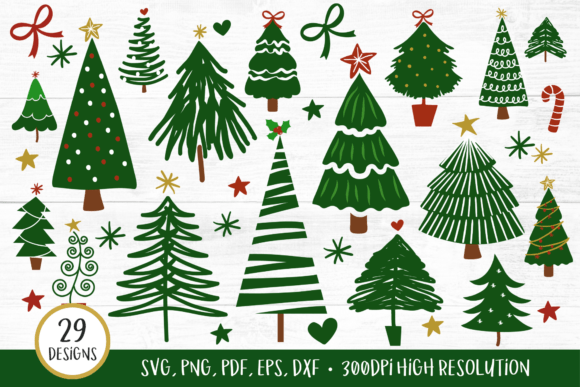 Charming Hand-Drawn Christmas Tree SVG Clipart