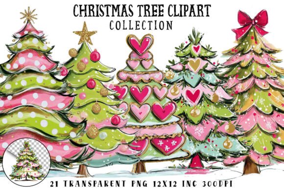 21 PNG Christmas Tree Clipart Pack