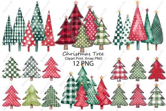 High Resolution Christmas Tree Clipart Set