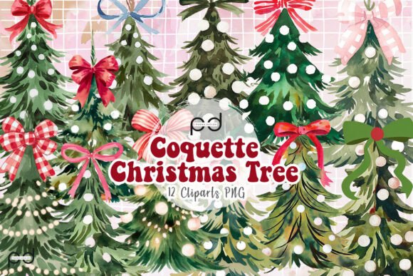 Coquette Christmas Tree Clipart