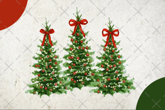 Coquette Holiday Clipart: Red Bow Christmas Tree PNG
