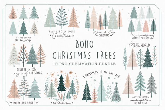 Boho Christmas Tree Art Bundle