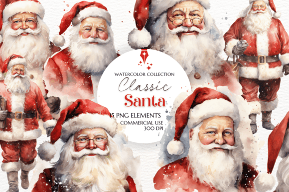 Classic Santa Clipart Holiday Collection