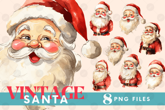 Vintage Santa Artistic PNG Collection