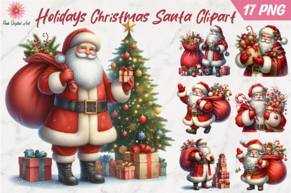 Festive Christmas Santa Clipart Collection