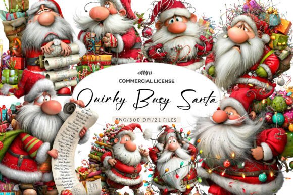 Santa Clipart Set: Quirky & Busy Designs