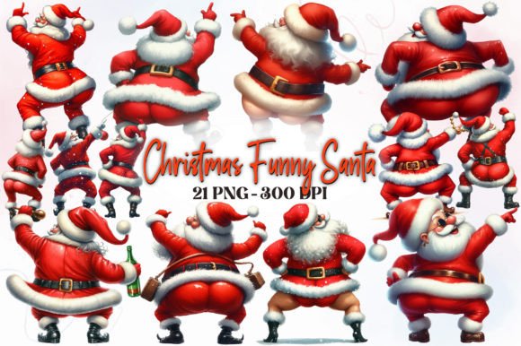 Funny Santa Watercolor Clipart Collection