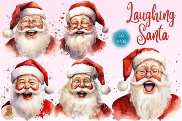 Festive Watercolor Santa Art Set