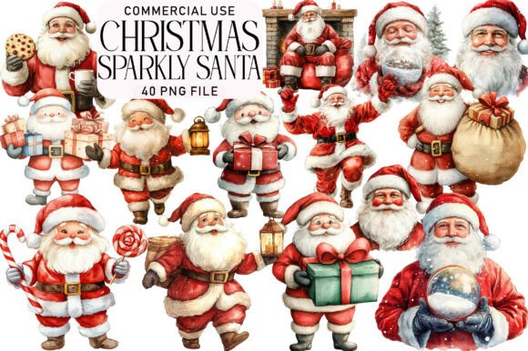 Festive Santa Clipart Collection