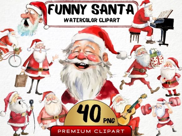Whimsical Santa Illustration Clipart