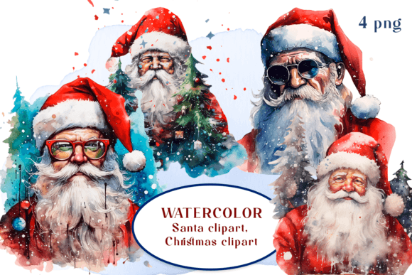 Santa Claus Watercolor Holiday Clipart