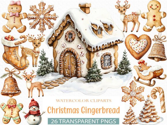 Charming Christmas Gingerbread Clipart Bundle