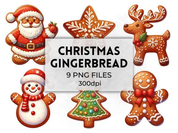 Charming Christmas Gingerbread Clipart Set
