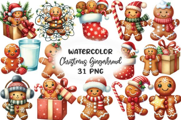 Charming Christmas Gingerbread Clip Art Set