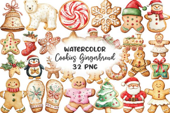 Gingerbread Christmas Cookie Clip Art Set