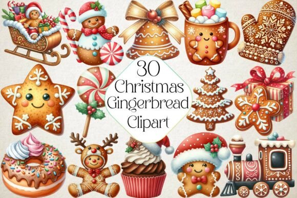 Charming Gingerbread Christmas Clipart Set