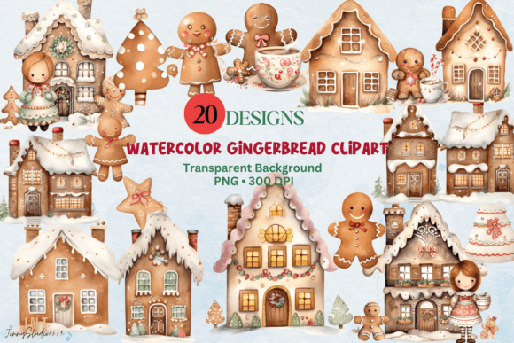 Gingerbread Watercolor Clipart Set