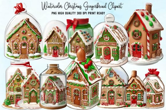 Festive Watercolor Gingerbread Clipart