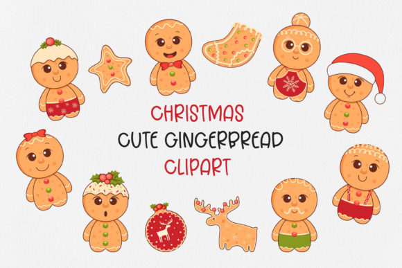 Charming Gingerbread Christmas Clipart Set