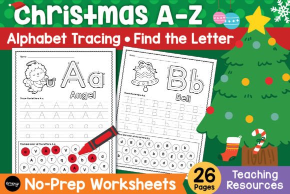 Festive Alphabet Tracing Worksheets