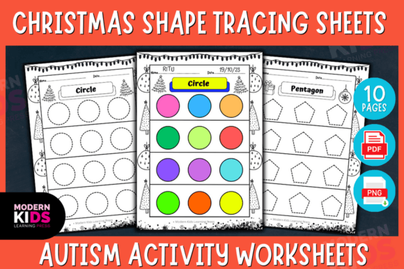 Christmas Shape Tracing Worksheets